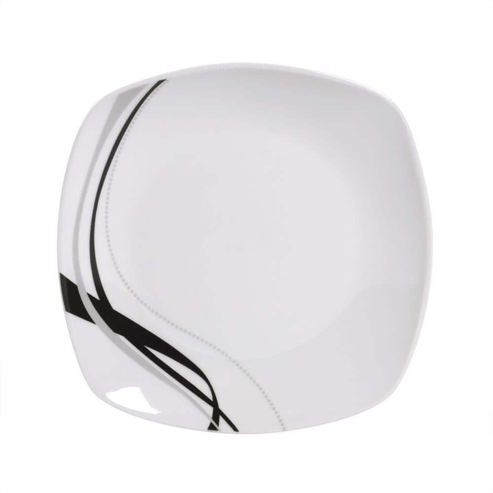 Carnival White Porcelain Square Dinnerware Set, Service for 4