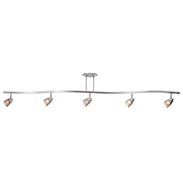 Access Lighting Comet 71 in. 5-Light Brushed Steel Semi-Flush Mount