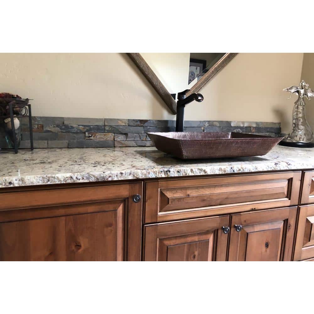 20" Hand Hammered Copper Rectangular Vessel Sink
