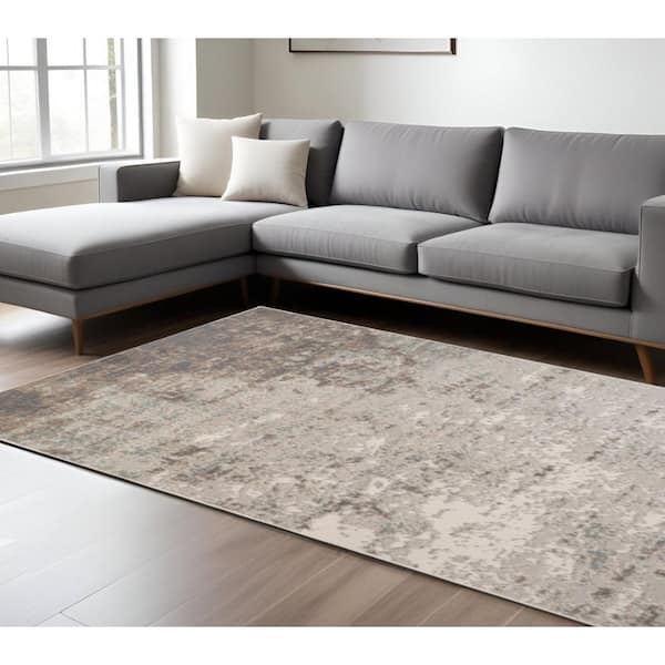 8 ft. x 10 ft.Gray And Ivory Abstract Area Rug