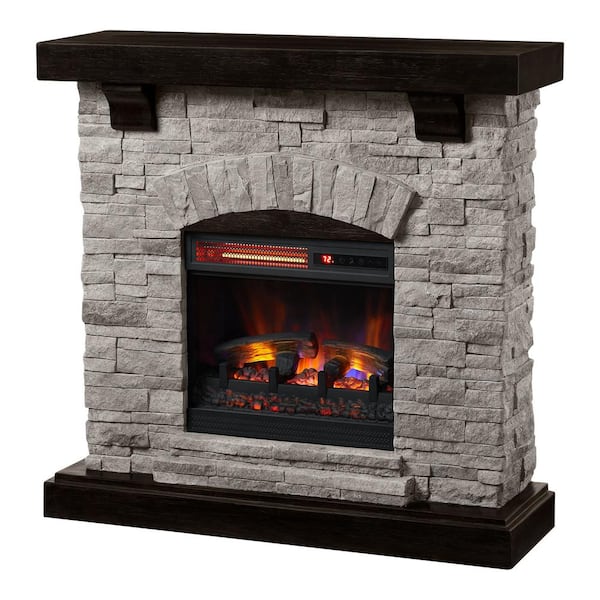 Home Decorators Collection Pembroke 40 In Freestanding Faux Stone Infrared Electric Fireplace Gray With Mantel 147458 - Home Decorators Collection Electric Fireplace Reviews