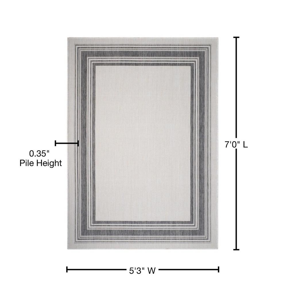 White Geometric Flat Woven Synthetic 5' x 7' Area Rug