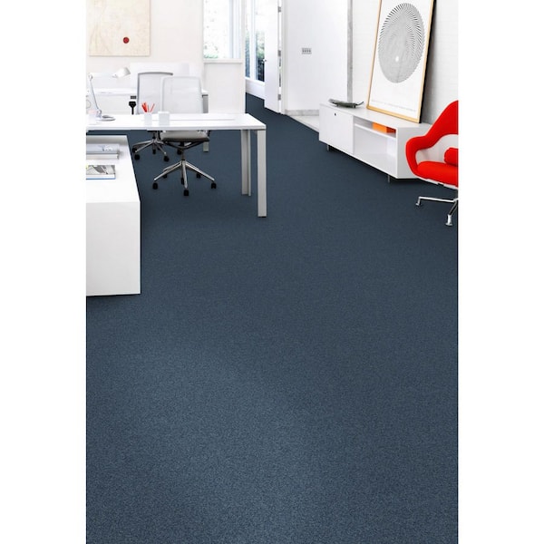 Advance - Deep Space - Blue Commercial/Residential 24 x 24 in. Glue-Down Carpet Tile Square (96 sq. ft.)