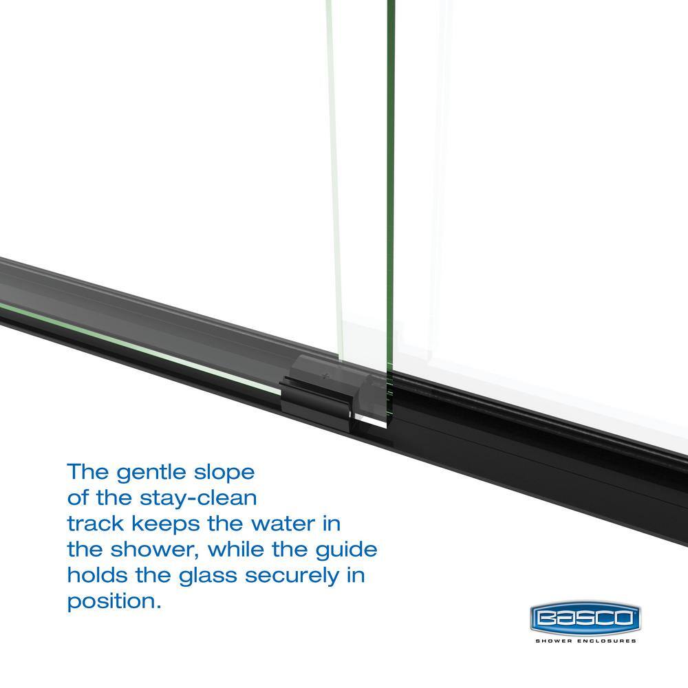 Arelo 60" Matte Black Frameless Sliding Shower Door with Clear Glass