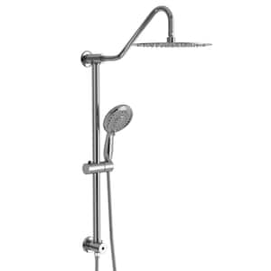 Single Handle 5-Spray Patterns 2 Showerheads Shower Faucet 1.8 GPM with High Pressure Rain Hand Shower in Chrome