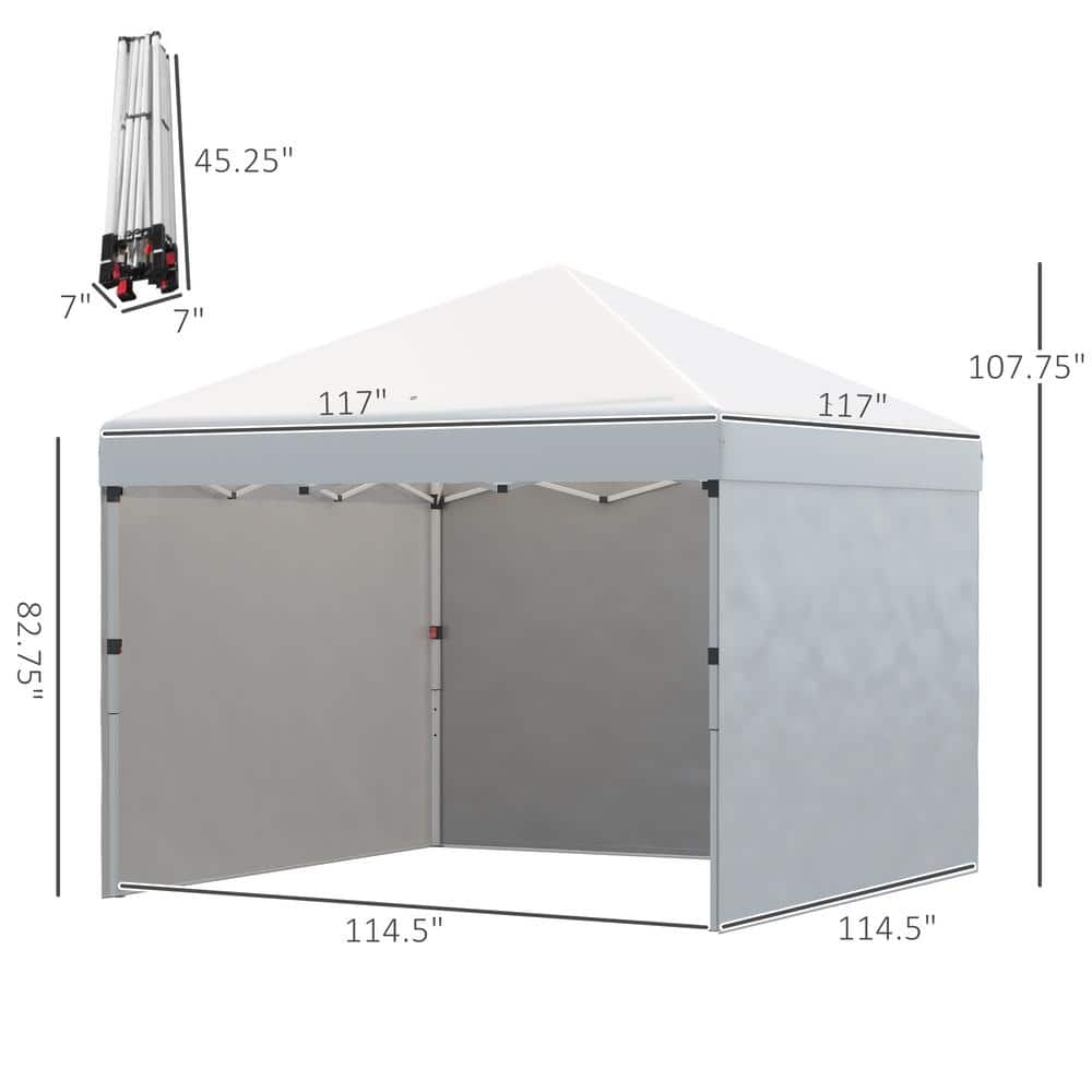 Cream 10ft Adjustable Pop-Up Canopy with Sidewalls