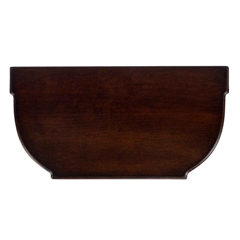 Cherry Wood Demilune Console Table with Storage