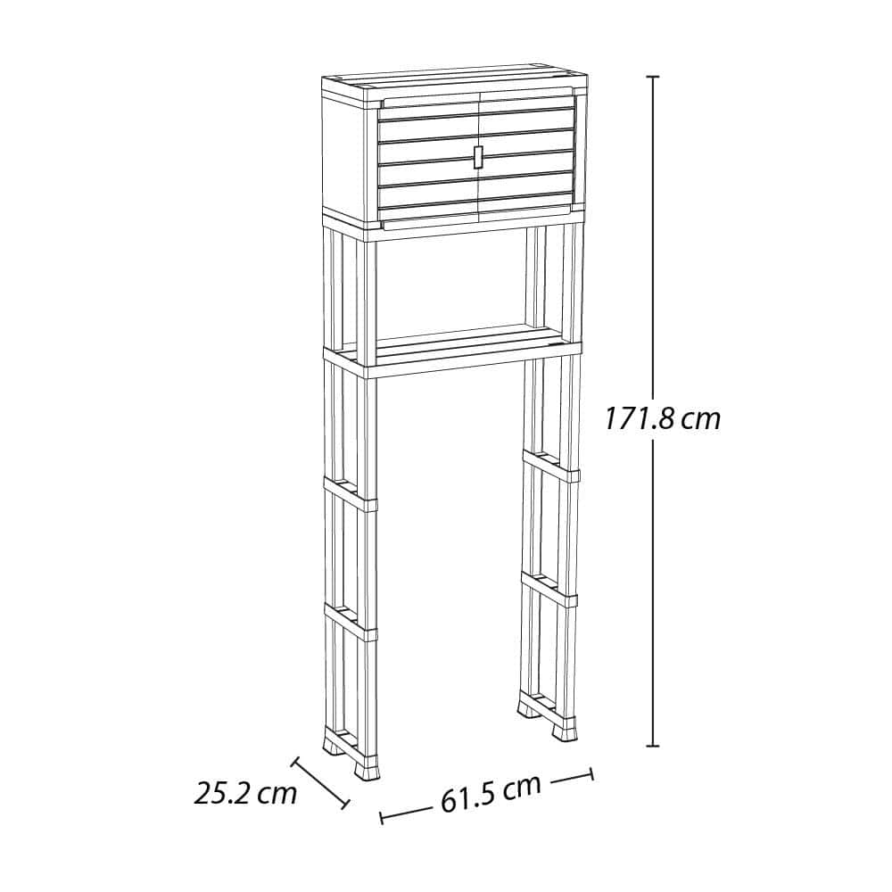White Resin Over-the-Toilet Storage Cabinet with Doors