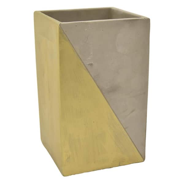 THREE HANDS 9 in. Gray and Gold Flower Pot
