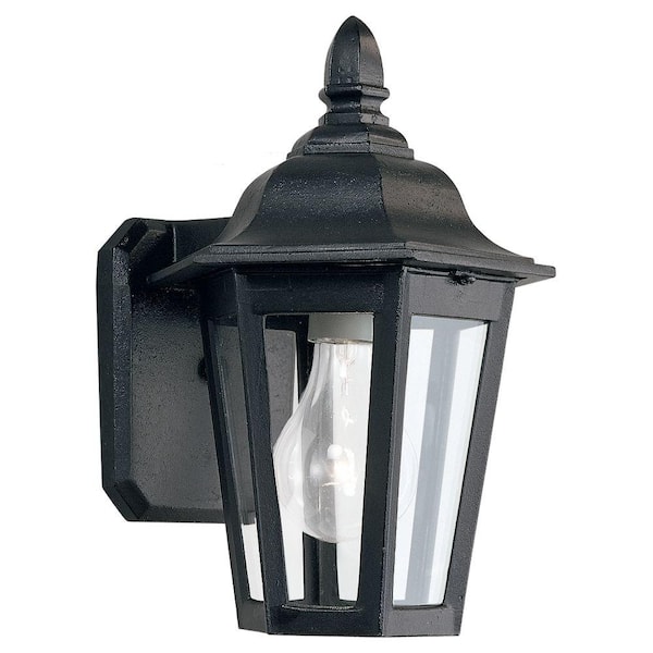 Generation Lighting Brentwood 1-Light Black Outdoor 10.25 in. Wall Lantern Sconce