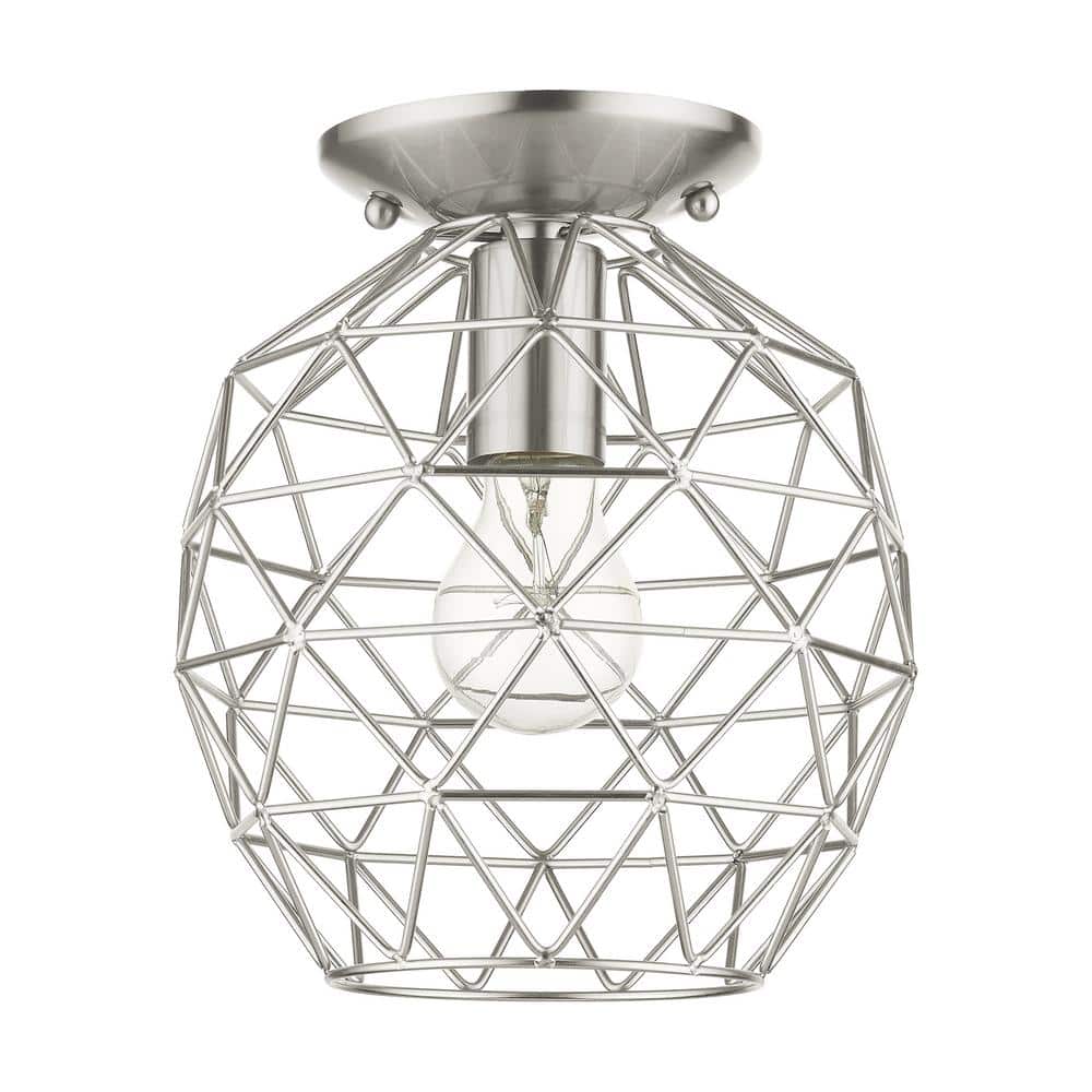 Geometrix Brushed Nickel 8" Contemporary Flush Mount Light