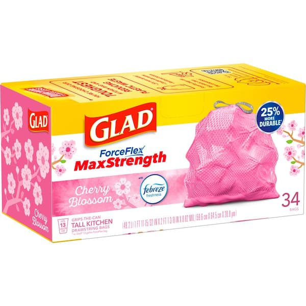 Glad Drawstring Trash Bags - Cherry Blossom - 8 Gallon - 26ct : Target