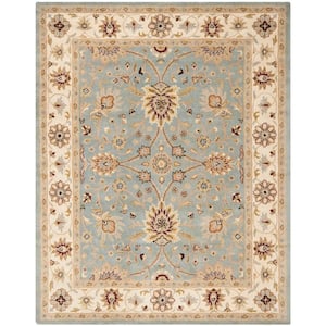 Antiquity Light Blue/Ivory 5 ft. x 8 ft. Border Area Rug