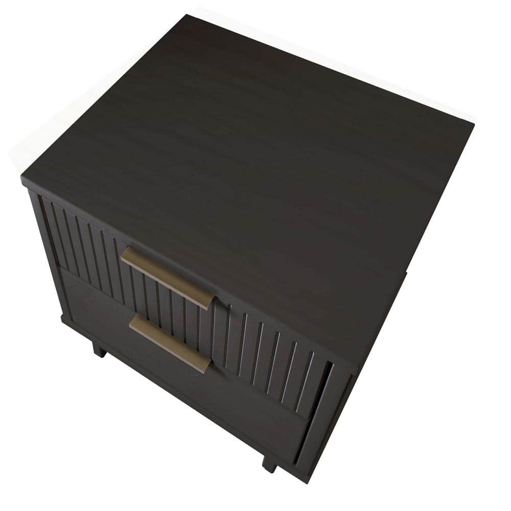Granville Dark Gray Pine 2-Drawer Nightstands Set of 2