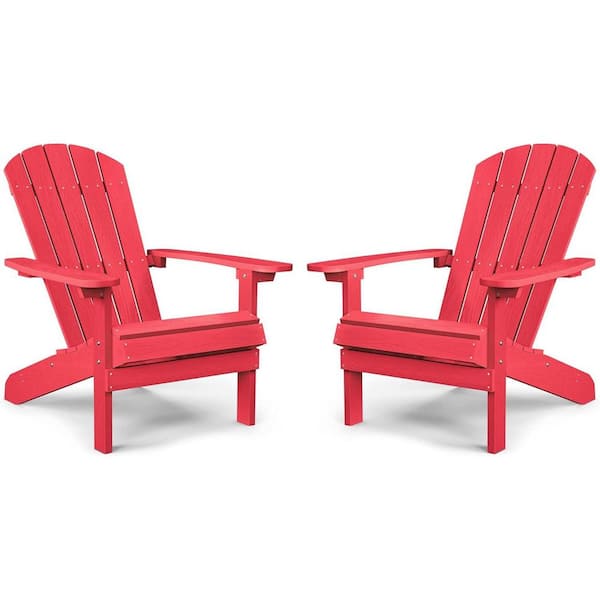 Mximu Classic Red Plastic Outdoor Patio Adirondack Chair (Set of 2)
