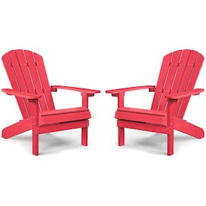 Classic Red Plastic Outdoor Patio Adirondack Chair (Set of 2)