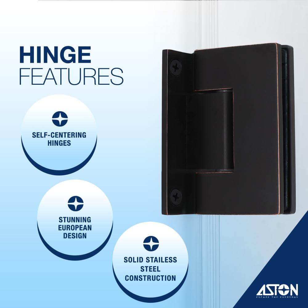 Belmore XL Frameless Hinged Shower Door with Frosted Glass and Oil Rubbed Bronze Finish