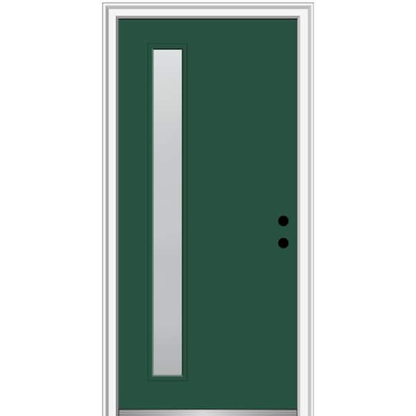 MMI DOOR 36 in. x 80 in. Viola Left-Hand Inswing 1-Lite Frosted Glass Painted Fiberglass Prehung Front Door on 6-9/16 in. Frame