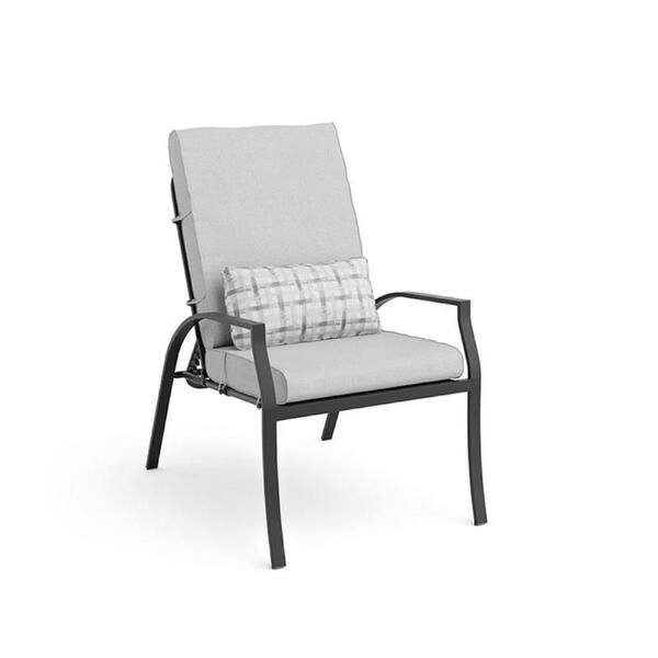 Leki 6-Piece Steel Outdoor Reclining Arm Chair with Gray Tie Back Cushions and 1 Pillow