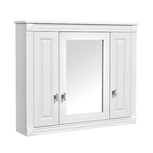 34 in. W x 28 in. H Rectangular Surface Mount Medicine Cabinet with Mirror, Adjustable Shelves