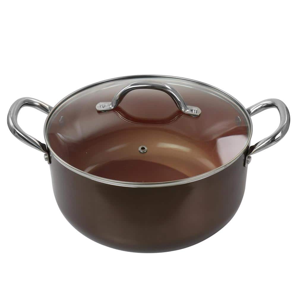 Copper Nonstick Aluminum 10-Piece Cookware Set with Stainless Steel Handles