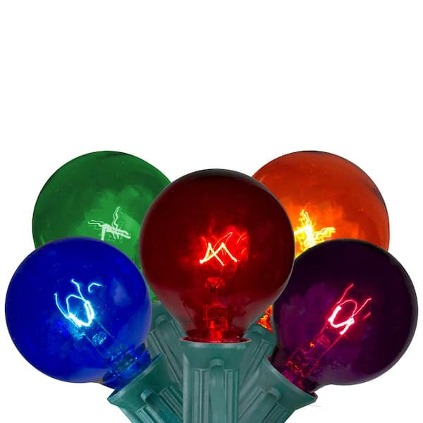 Northlight 20-Count Multicolor Transparent G40 Globe Christmas Light Set, 19 ft. Green Wire