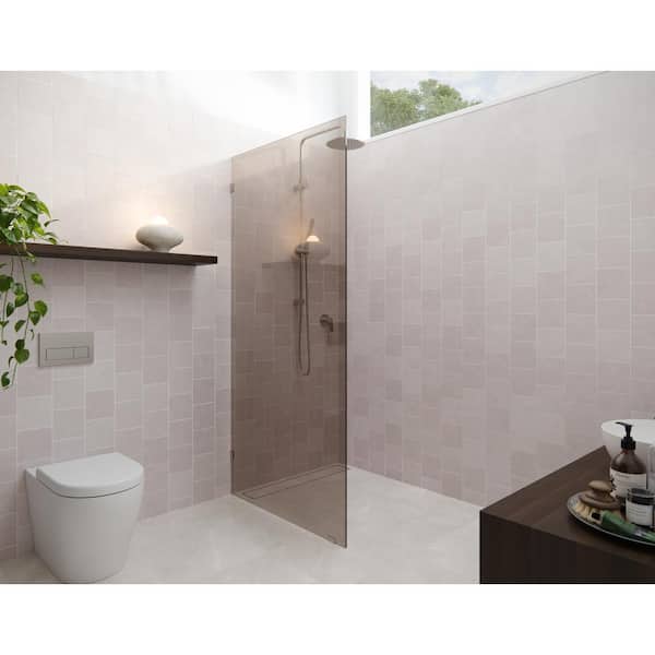 Glass Warehouse Ursa 30 in. W x 78 in. H Single Fixed Panel Frameless Shower Door in Brushed Nickel without Handle