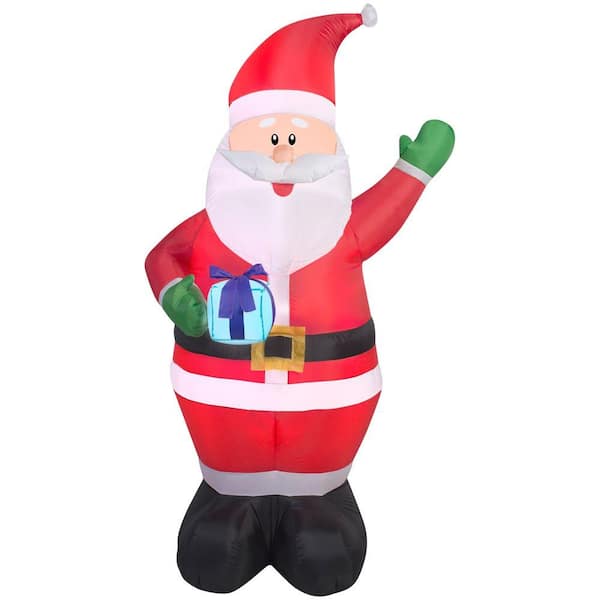 Home Accents Holiday 42.52 in. W x 33.47 in. D x 77.95 in. H Lighted Inflatable Santa with Present