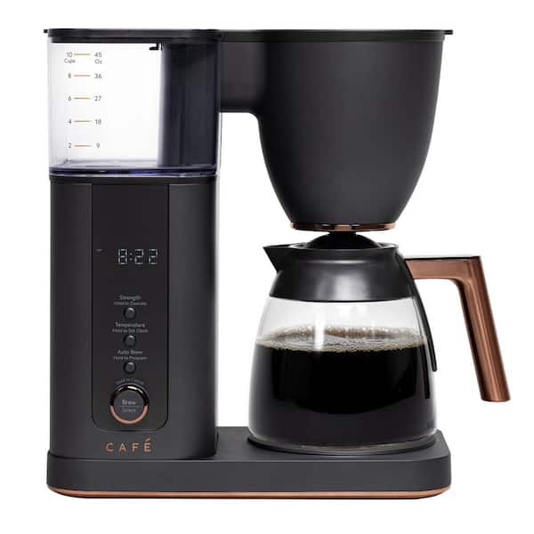 Cafe 10 Cup Matte Black Specialty Drip Coffee Maker with Glass Carafe and warming plate, Wi-Fi connected