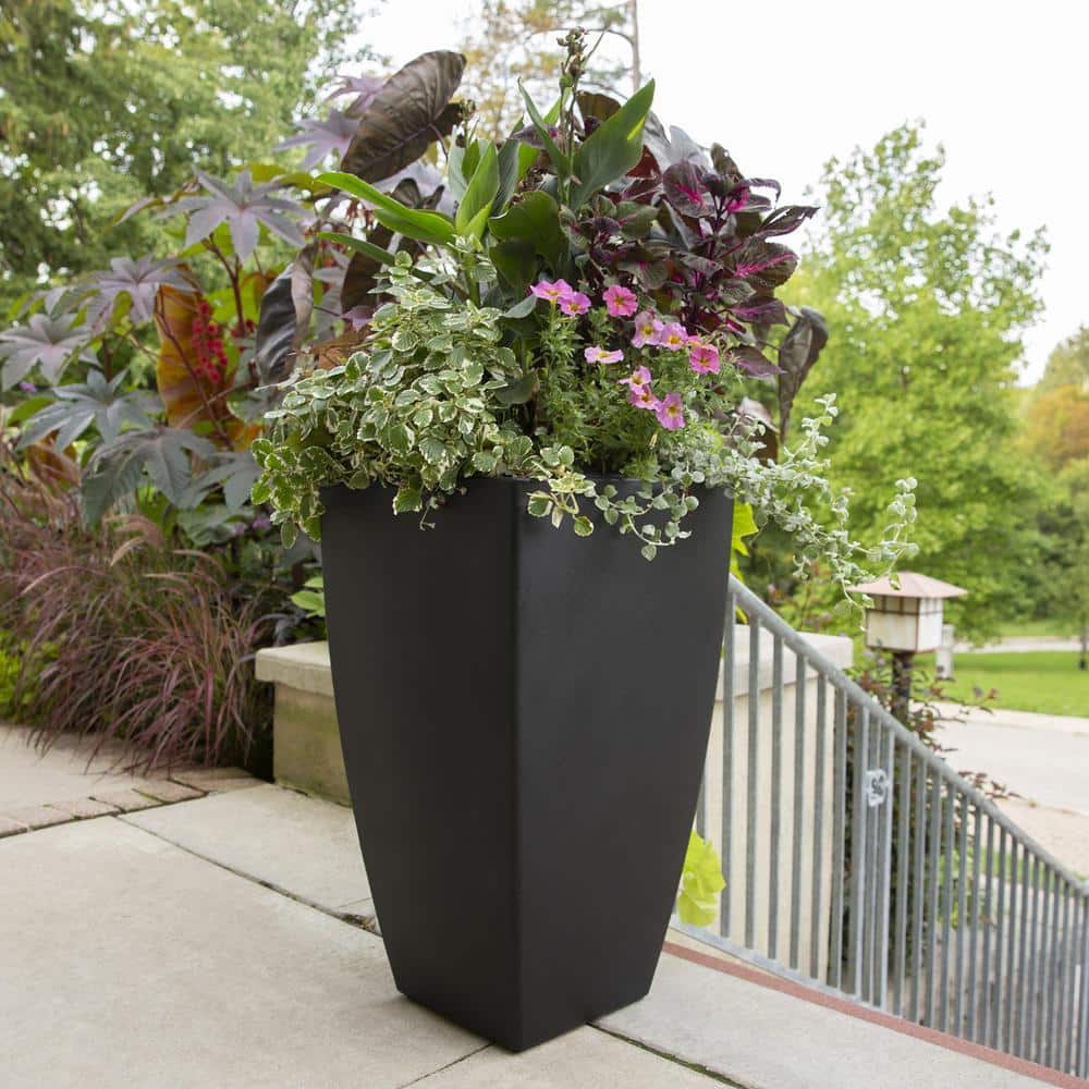 Kobi 38" Tall Black Polyethylene Outdoor Planter