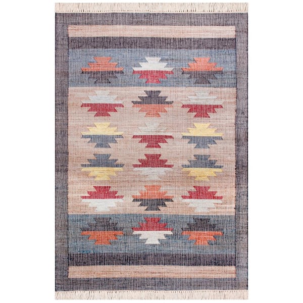 LR Home Silas Multi-Colored 2 ft. x 3 ft. Hand-Woven Southwestern Jute-Blend Area Rug