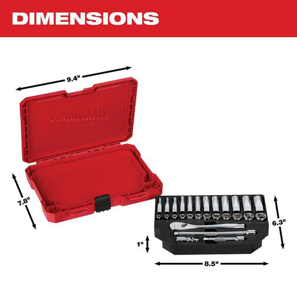 Milwaukee - 1/4 in. Drive Metric Ratchet and Socket Mechanics Tool Set (28-Piece)