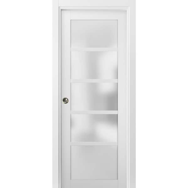 Sartodoors 4002 18 in. x 84 in. Single Panel White Finished Solid MDF Sliding Door with Pocket Hardware