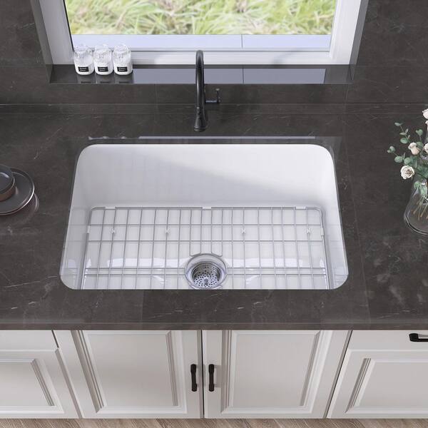 ☀︎　BK NTQ 27 in. Drop In Sink White Single Bowl Kitchen Sink