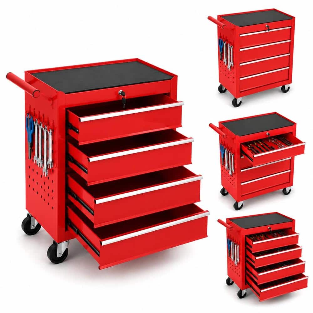 29 in Rolling Tool Chest with Wheels, 4 Drawer Tool Storage Cabinet, Portable Toolbox Organizer with Lock & Hooks price history on PriceWatchPro