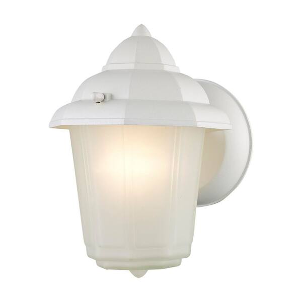 Bel Air Lighting Dale 1-Light White Hardwired Outdoor Wall Lantern Sconce with Frosted Glass