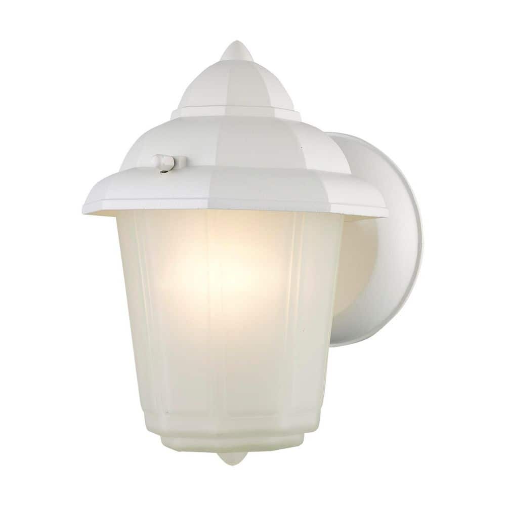 Dale 1-Light White Hardwired Outdoor Wall Lantern Sconce with Frosted Glass price history on PriceWatchPro