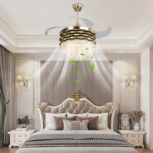 42 in. Indoor Gold Modern Luxury 6-Speed Ceiling Fan with Adjustable White Integrated LED, Reversible Motor and Remote