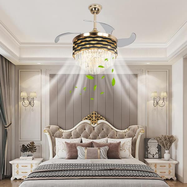 42 in. Indoor Gold Modern Luxury 6-Speed Ceiling Fan with Adjustable White Integrated LED, Reversible Motor and Remote