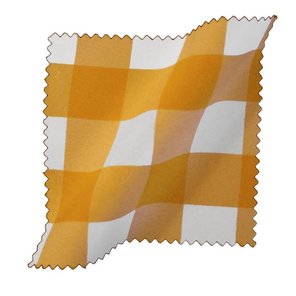 LA Linen Polyester Gingham Checkered 72 in. Round Tablecloth, White and Dark Yellow