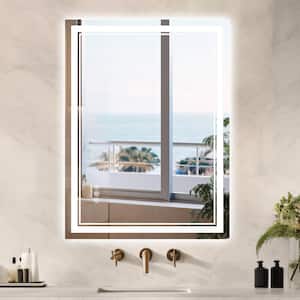 24 in. W x 32 in. H Rectangular Frameless Wall Mount 3-Colors Dimmable Anti-Fog LED Bathroom Vanity Mirror with Memory