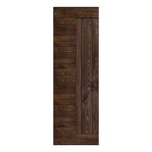 L Series 28 in. x 84 in. Kona Coffee Finished Solid Wood Barn Door Slab - Hardware Kit Not Included