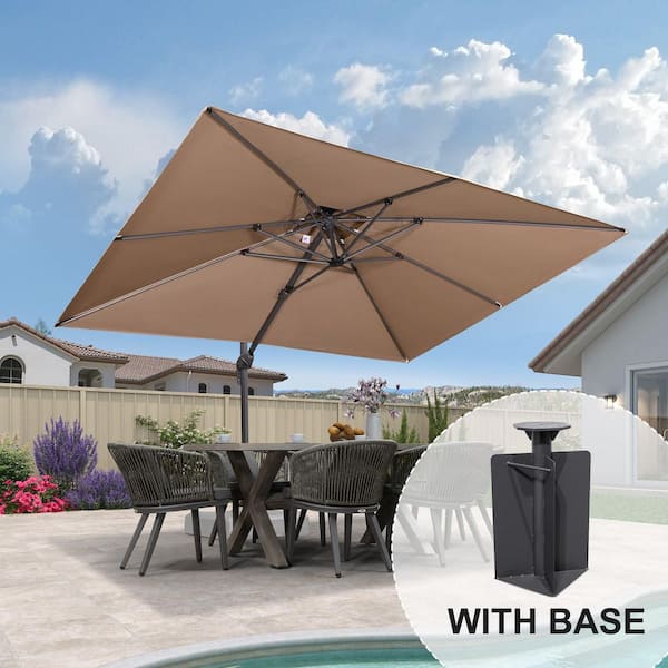 cantilever patio umbrella with 360 degree rotation with bace Tangkula 8x8 FT Base Included, Square Offset Outdoor Umbrella Rotation, Crank Handle, Sandbags, 8 Ribs for Pool Deck Garden Backyard : Patio, Lawn & Garden It enables 360° horizontal rotation via a foot pedal and pole twist Best Choice Products 10ft 360°