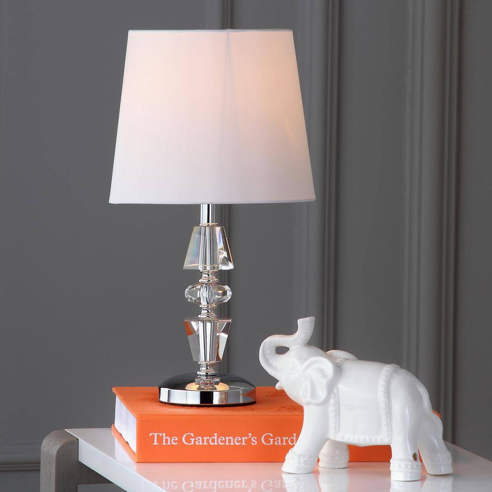 Crescendo Art Deco 16" Tiered Crystal Table Lamp with Off-White Shade