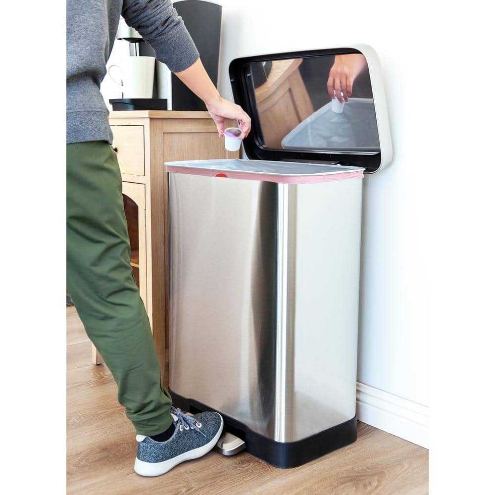 20-Gallon Stainless Steel Step-On Trash Can with Soft-Close Lid