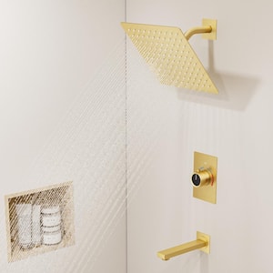 8 in. Wall Mount Single Handle 1-Spray Tub and Shower Faucet 2.5 GPM in. Brushed Gold (Valve Included)