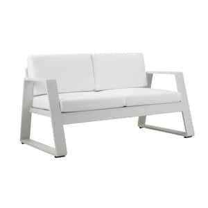 White Aluminum Fade Resistant Fabric Cushions Outdoor Sectional Sofa with White Cushions