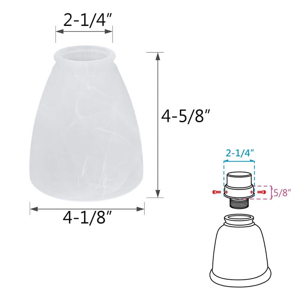 Alabaster Glass Bell Replacement Shades, 4-Pack
