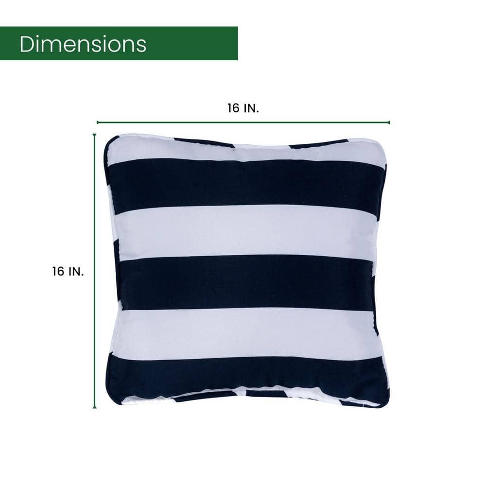 Navy and White Striped 16" Indoor/Outdoor Throw Pillows, Set of 2