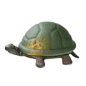 Turtle 4 .75 in. Green and Antique Bronze Novelty Accent Lamp